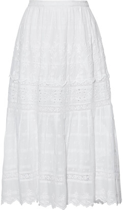 LoveShackFancy Zinnia Swiss-dot And Broderie Anglaise Cotton Midi Skirt