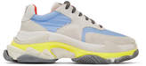 Thumbnail for your product : Balenciaga Grey and Blue Triple S Sneakers