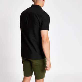 River Island Black seersucker regular fit shirt