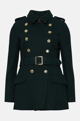 Karen Millen Italian Wool Blend Short Military Coat - ShopStyle