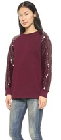 Thumbnail for your product : DKNY Raglan Sleeve Pullover with Sequin Sleeves