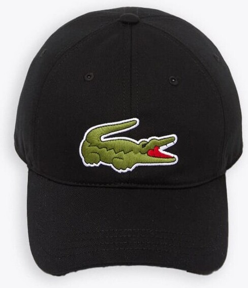 Lacoste Cappellino Black cotton cap with macro logo patch - ShopStyle Hats