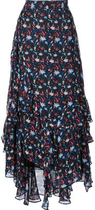 Tanya Taylor ruffle detail floral print skirt