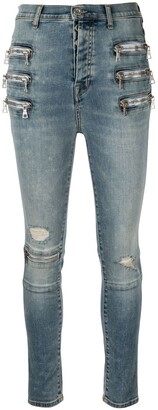 Unravel Project Zip-Embellished Skinny Jeans
