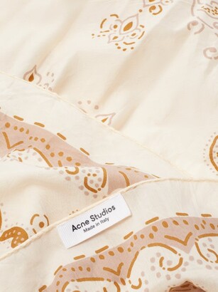 Acne Studios Floral-print Cotton-blend Scarf - Beige Multi