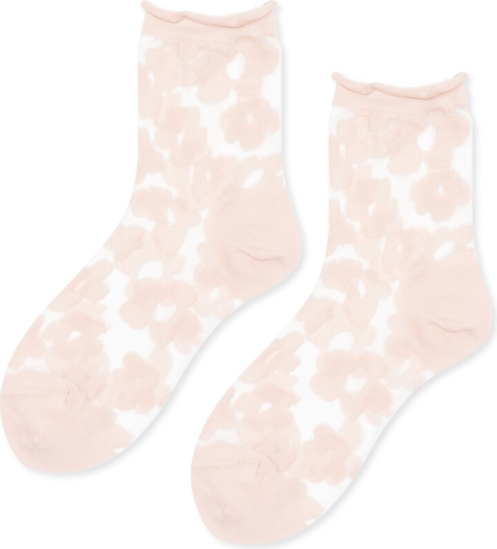 Hansel from Basel Poppy Flower Sheer Crew Socks