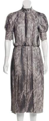 Dolce & Gabbana Silk Midi Dress Grey Silk Midi Dress