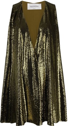 Valentino Sequin-Embellished Sleeveless Cape