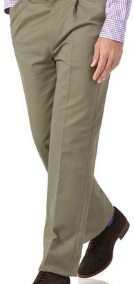 Charles Tyrwhitt Olive classic fit single pleat non-iron chinos