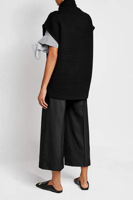 Victoria Victoria Beckham Wool Turtleneck Pullover with Short Sleeves