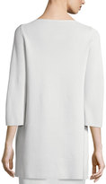 Thumbnail for your product : Eileen Fisher 3/4-Sleeve V-Neck Interlock Tunic, Bone, Petite
