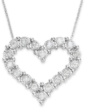 10k white gold black and white diamond heart pendant necklace Trumiracle Diamond Heart Pendant In 10k White Gold 1 2 Ct T W Shopstyle Fine Necklaces