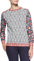 Thumbnail for your product : Tory Burch Ronnie Long-Sleeve Printed Pullover