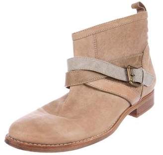 Brunello Cucinelli Suede Round-Toe Ankle Boots