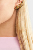 Thumbnail for your product : Oscar de la Renta Millegrain Petal Gold-plated Crystal Clip Earrings