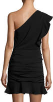 Thumbnail for your product : Veronica Beard Kingston Asymmetric Ruched Ruffled Mini Cocktail Dress