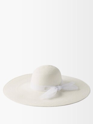 Maison Michel Ribbon-trimmed Straw Hat - White