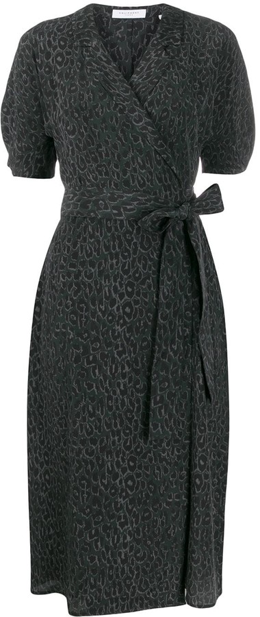 green leopard print wrap dress