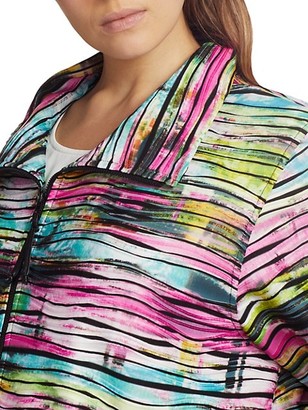 Caroline Rose, Plus Size Fresh & Flirty Tie-Dye Zip-Front Knit Jacket