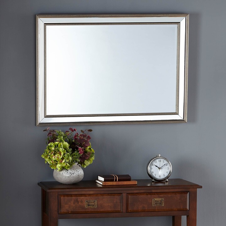 Dunelm Dorma Stud Angled Rectangle Overmantel Wall Mirror Silver