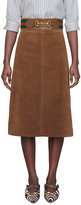 Thumbnail for your product : Gucci Belted Suede Skirt