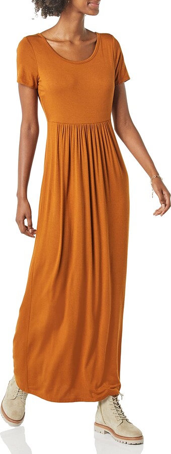 Daily Ritual Amazon Brand Women's Jersey Short-Sleeve Scoop-Neck  Empire-Waist Maxi Dress - ShopStyle