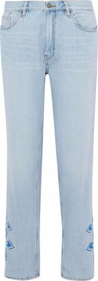 MiH Jeans Embroidered mid-rise straight-leg jeans
