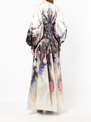 Saiid Kobeisy Chromatic-Print Evening Gown