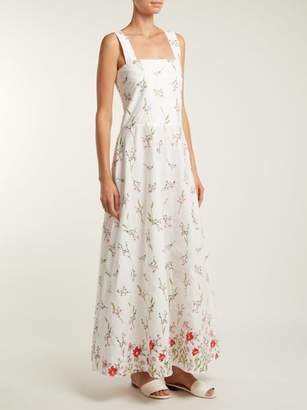 Gioia Bini Lucinda Floral-embroidered Cotton-blend Dress - Womens - White Multi