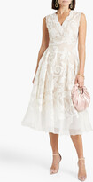 Thumbnail for your product : Oscar de la Renta Appliquéd silk-chiffon midi dress