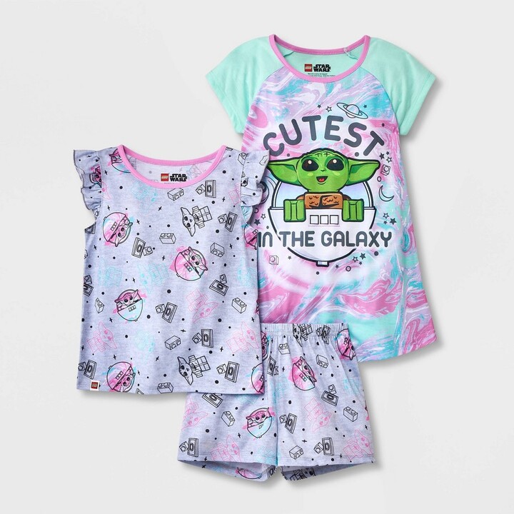 LEGO Star Wars Toddler Girls' 3pc Star Wars Baby Yoda Pajama Set Gray