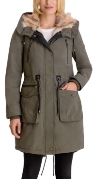 faux fur hooded anorak jacket