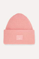 Thumbnail for your product : Acne Studios Pansy Face Appliqued Ribbed Wool Beanie - Pink