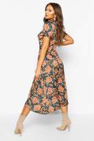 Thumbnail for your product : boohoo Rose Mixed Print High Neck Ruched Midaxi Dress