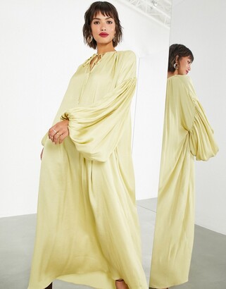 ASOS EDITION oversized maxi dress with blouson sleeve in olive
