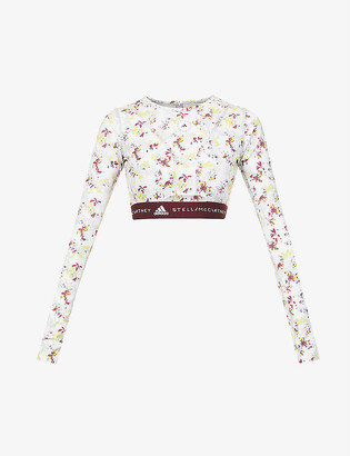 adidas by Stella McCartney Floral-print stretch-jersey crop top