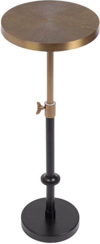 Kate and Laurel Engles 10 in. Gold/Black Round Metal End Table Adjustable Height