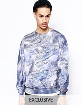Thumbnail for your product : Reclaimed Vintage Grey Black Tie Dye Sweat