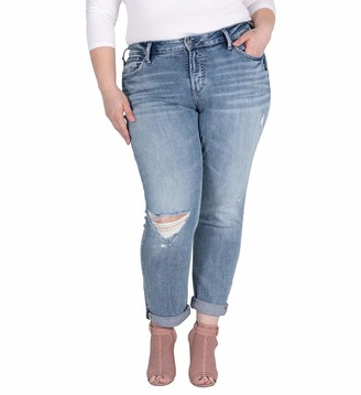Silver Jeans Co. Women's Plus Size Boyfriend Mid Rise Jeans