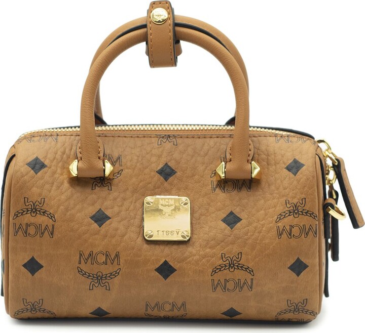 MCM, Bags, Mcm Vintage Mini Boston Handbag With Goldtone Hardware