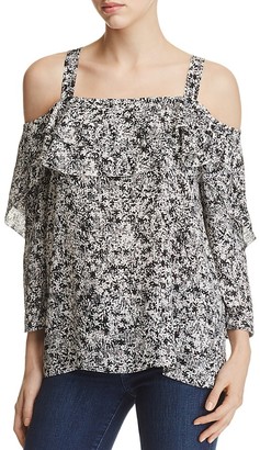 NYDJ Abstract Print Ruffle Cold-Shoulder Blouse - 100% Exclusive