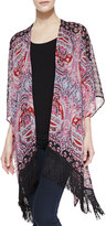 Thumbnail for your product : Neiman Marcus Cusp by Turkish Paisley-Print Fringe Kimono, Red
