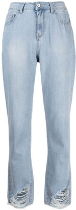 Twin-Set High-Rise Frayed-Edge Bootcut Jeans