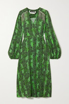 Thumbnail for your product : Rotate by Birger Christensen Kira Crystal-embellished Snake-print Crepe Wrap Dress