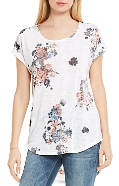 Vince Camuto Floral Print High/Low Tee