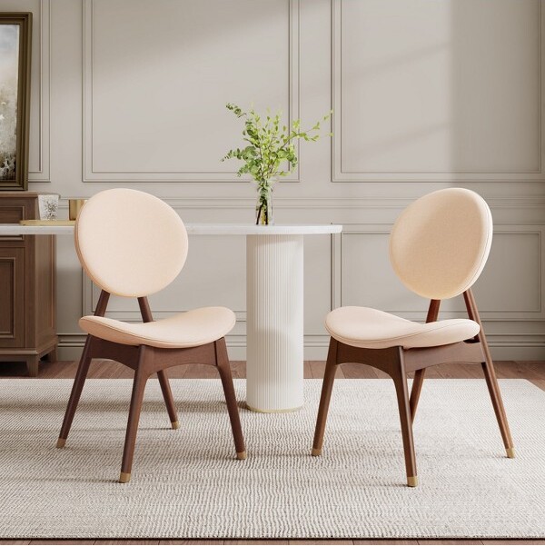 Christopher Knight Home ChristopherKnightHomeSarahMid-CenturyModernWoodUpholsteredDiningChair(Setof2),Beige/Brown