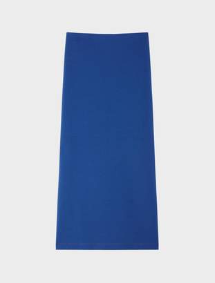 DKNY Runway Tech Milano Midi Skirt With Side Slit Blue L