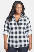 Thumbnail for your product : Foxcroft Check Print Cotton Shirt (Plus Size)
