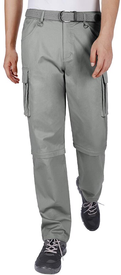 DISHANG Men's Cargo Pants Cotton Adventure Convertible Lightweight Zip ...