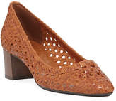 Thumbnail for your product : Aquatalia Pasha Woven Leather Block-Heel Pumps